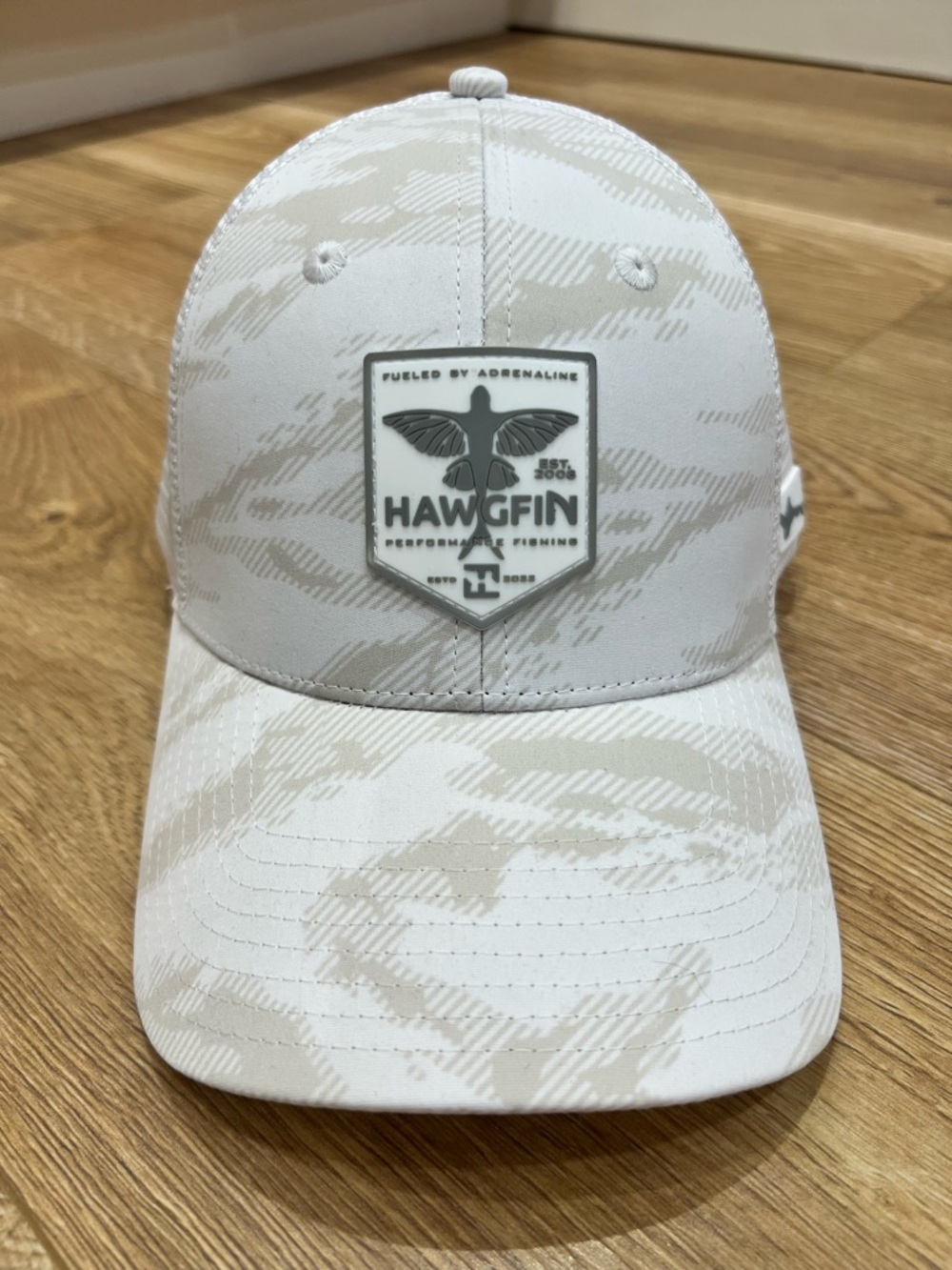 Hawgfin White Camo Performance Fishing Trucker Hat NWOT